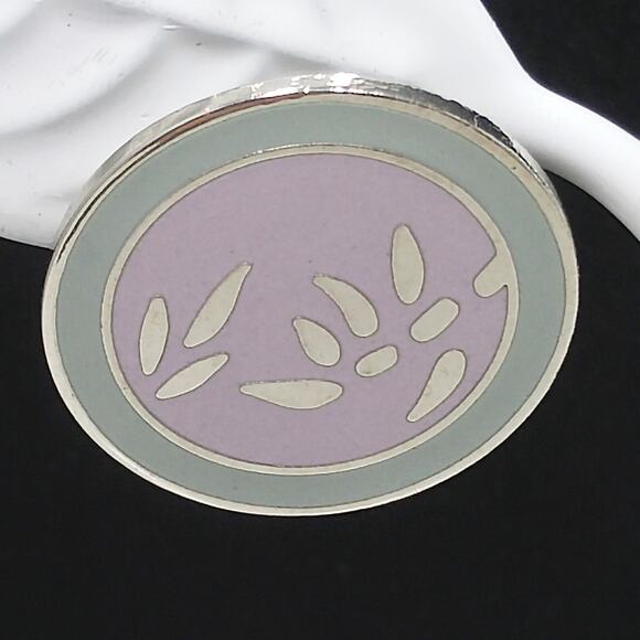 Vintage Laurel Burch "Bamboo" Post Earrings, Pastel Enamel, Gold Plated, 1980s - Picture 8 of 10